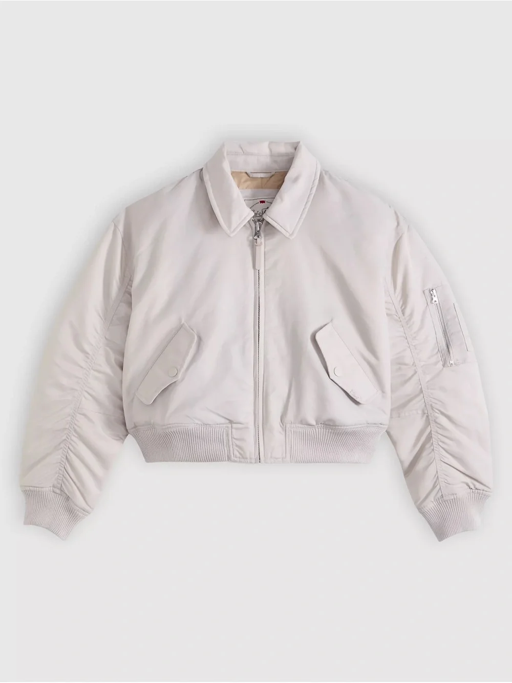 Levi's Bowie Cropped Bomber Jacket in Light Beige size M